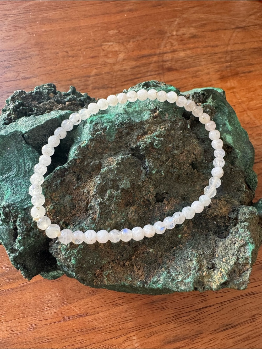 Moonstone Beaded Stretch Bracelet - White